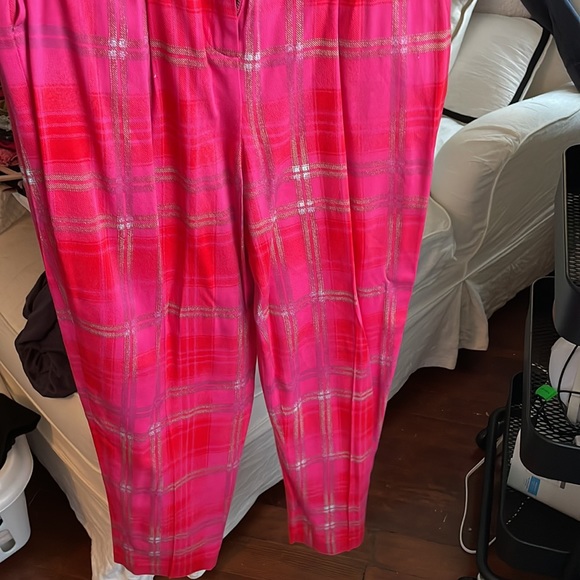 Wildfang + BP Pink Rouge Plaid Pants size small worn once - Picture 5 of 7